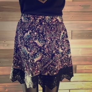 Floral paisley mini skirt